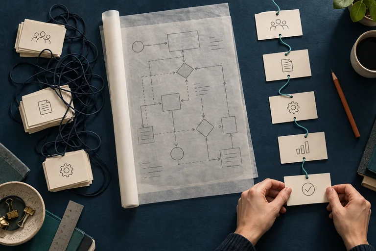 Fragmented business processes are reorganized into a connected workflow around one shared plan.